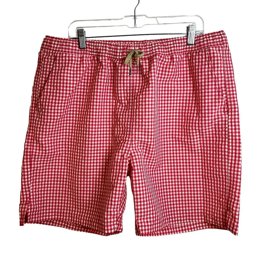 Bills Khakis Pink Gingham Swim Trunks Mens Size XL